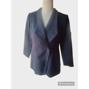 H By Halston Black Jacket Soft Polyester Zip Closure Women's  4 Asymmetrical